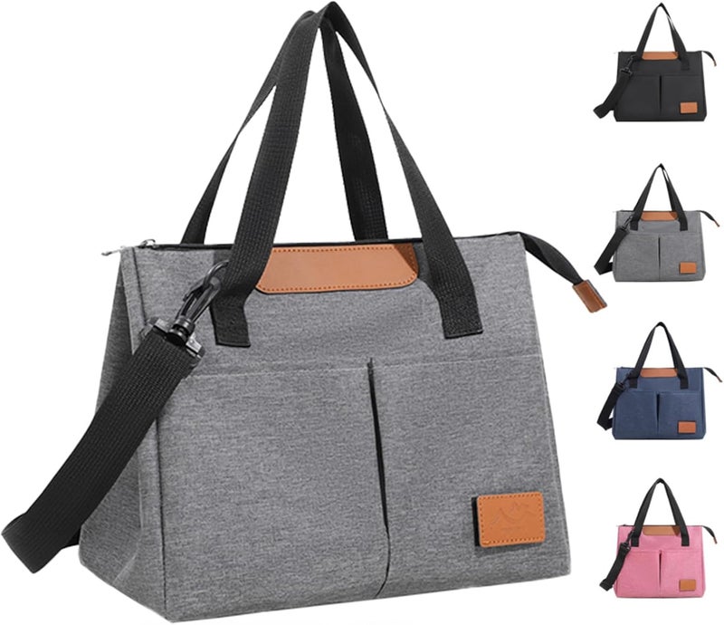 Baglemon Lunch Bag Women Insulated Lunch Box Reusable Leakproof Large Spacious Cooler Tote for Women Men Adult with Removable Adhesive Decoration for Work Office Travel Picnic - Image 1